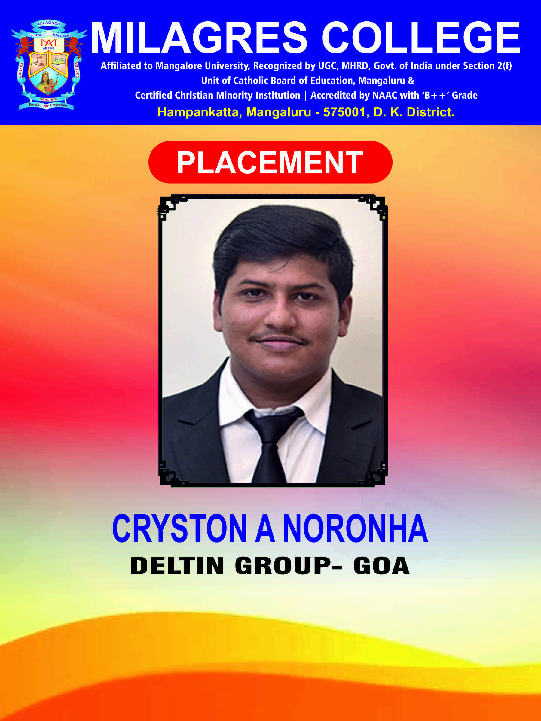 Successfully placed student